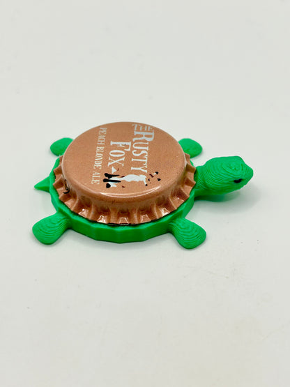 The Rusty Fox Peach Blonde Ale - Bottle Cap Magnet Turtle Shell Shocked Art