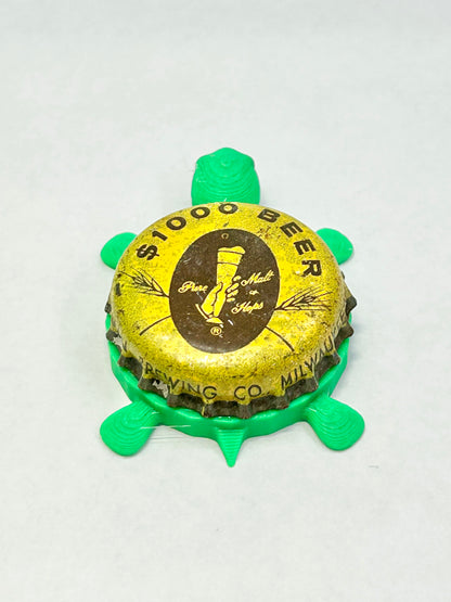 Gettelman $1000 Beer (Vintage) - Bottle Cap Magnet Turtle Shell Shocked Art