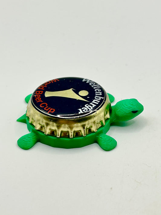 Weltenburger (World Beer Cup) - Bottle Cap Magnet Turtle Shell Shocked Art