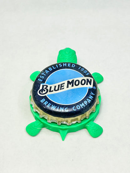 Blue Moon - Bottle Cap Magnet Turtle Shell Shocked Art