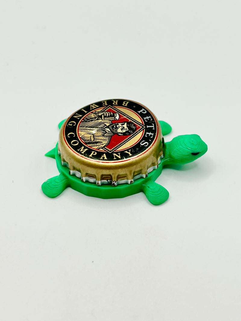 Pete's Brewing Co - Bottle Cap Magnet Turtle Shell Shocked Art