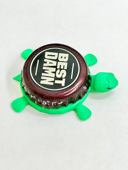 Best Damn Root Beer - Bottle Cap Magnet Turtle Shell Shocked Art