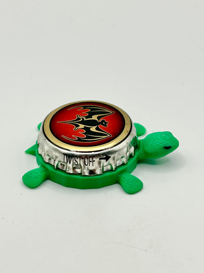 Bacardi (Bat, Red) - Bottle Cap Magnet Turtle Shell Shocked Art