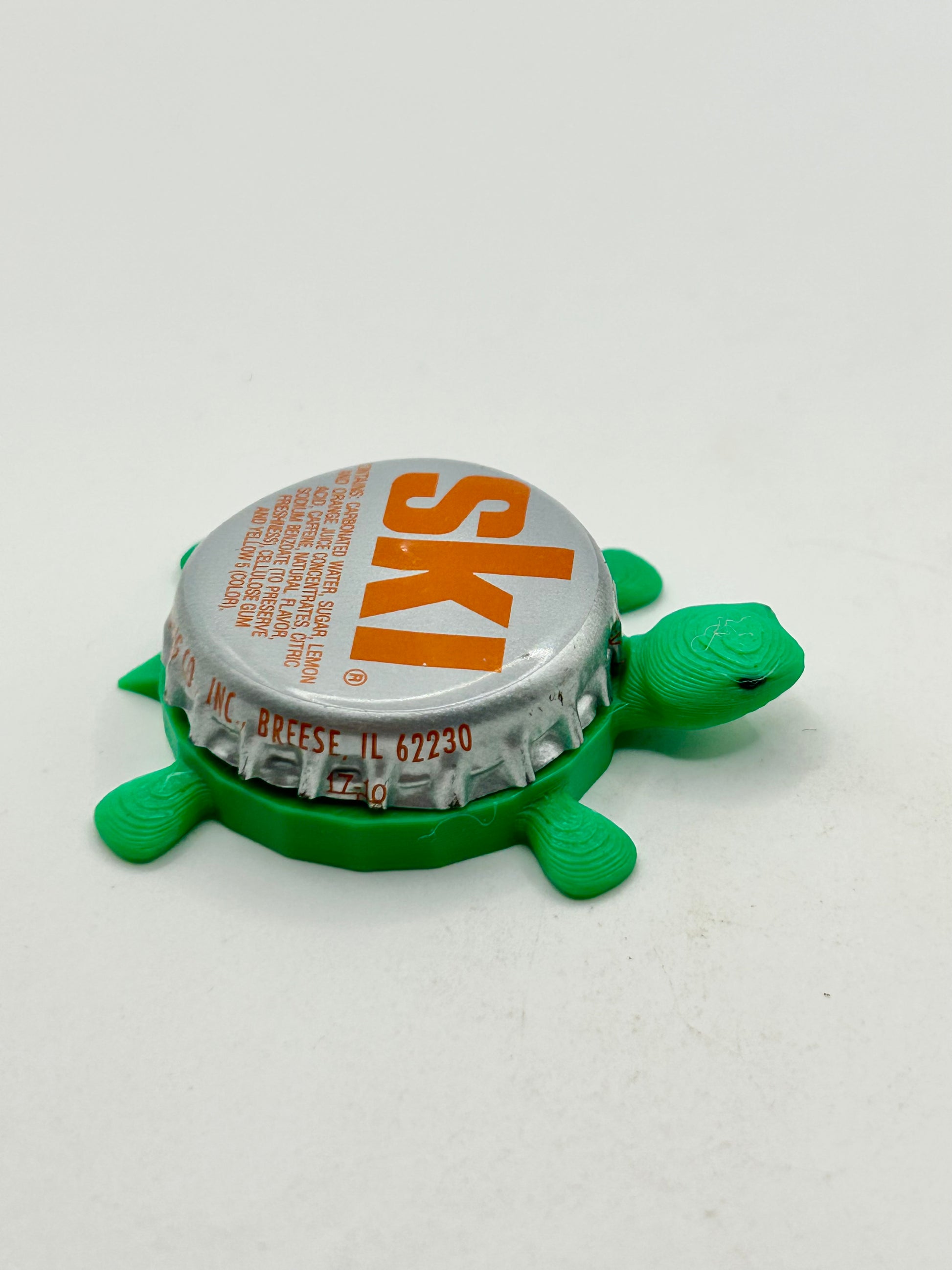 Ski (Orange Text) - Bottle Cap Magnet Turtle Shell Shocked Art