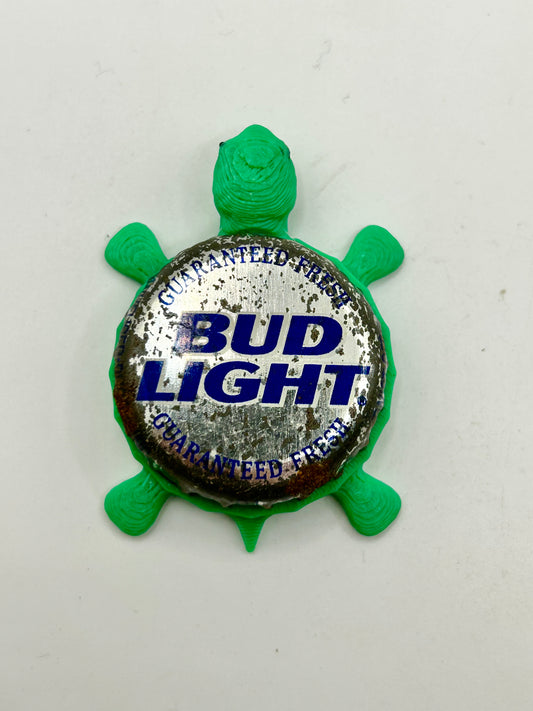 Bud Light (Vintage) - Bottle Cap Magnet Turtle Shell Shocked Art