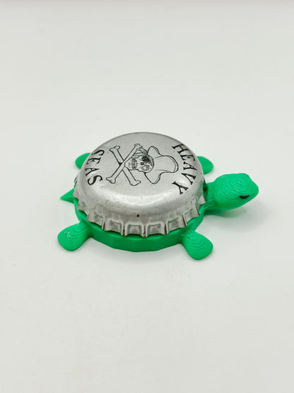 Heavy Seas (Silver) - Bottle Cap Magnet Turtle Shell Shocked Art