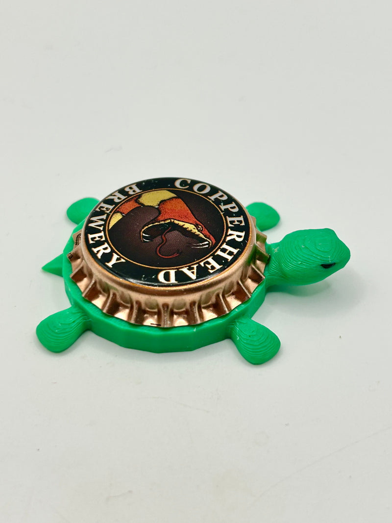 Copperhead Brewery - Bottle Cap Magnet Turtle Shell Shocked Art