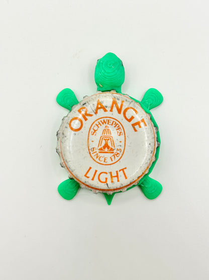 Schweppe’s Orange Light - Bottle Cap Magnet Turtle Shell Shocked Art