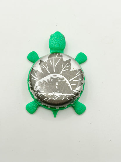 Woodchuck (Beaver) - Bottle Cap Magnet Turtle Shell Shocked Art
