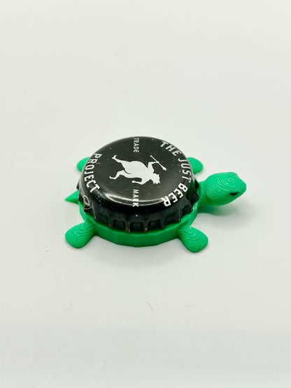 The Just Beer Project - Bottle Cap Magnet Turtle Shell Shocked Art