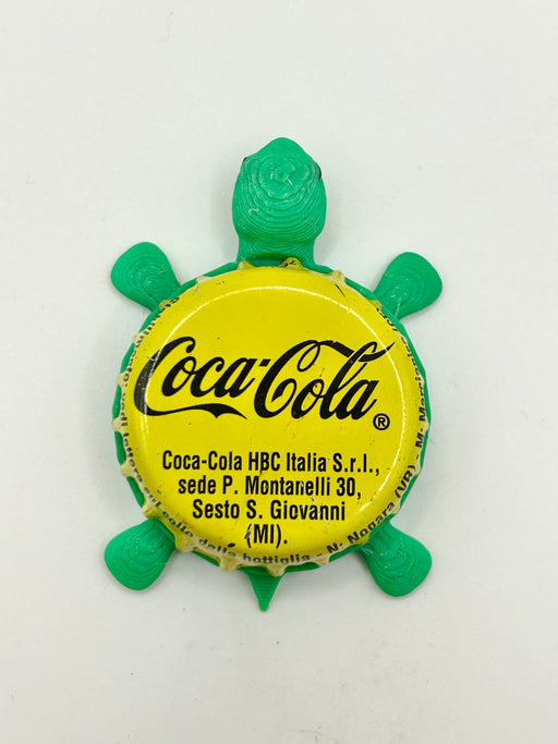 Coca Cola (Yellow) - Bottle Cap Magnet Turtle Shell Shocked Art