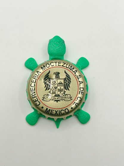 Moctezuma Cerveceria - Bottle Cap Magnet Turtle Shell Shocked Art