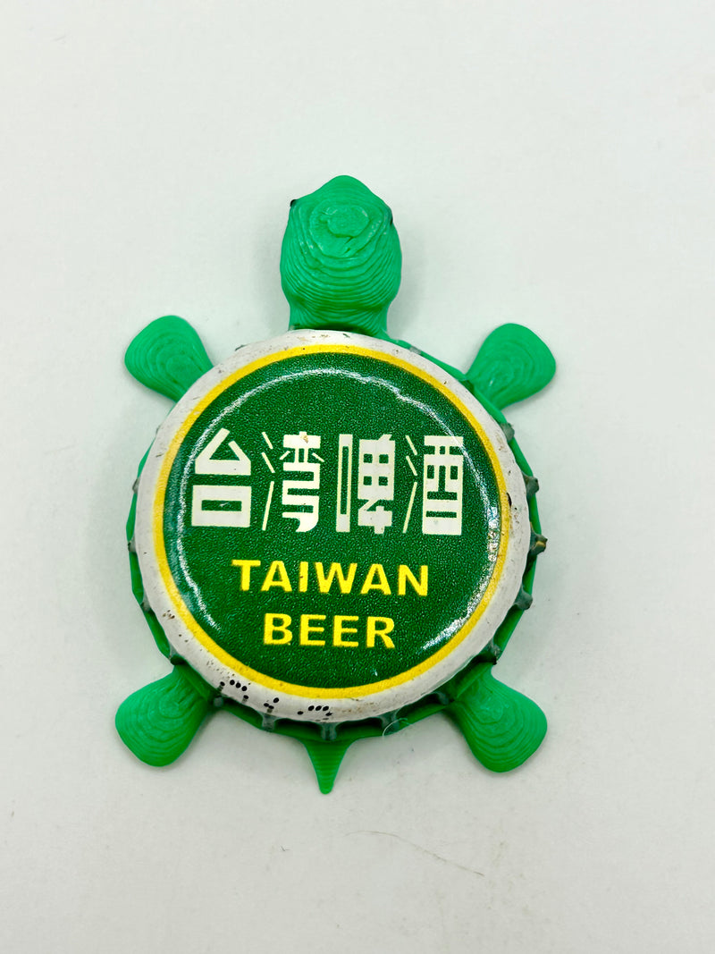 Taiwan Beer (Yellow) - Bottle Cap Magnet Turtle Shell Shocked Art