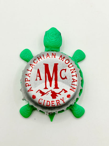 Appalachian Mountain Cidery - Bottle Cap Magnet Turtle Shell Shocked Art