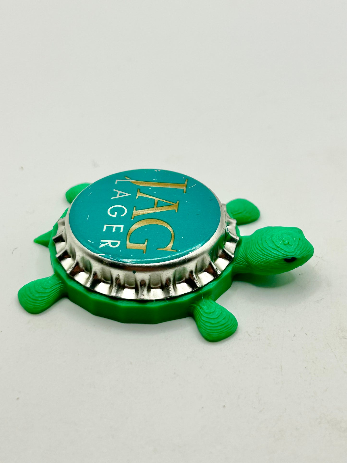 Jag Lager - Bottle Cap Magnet Turtle Shell Shocked Art