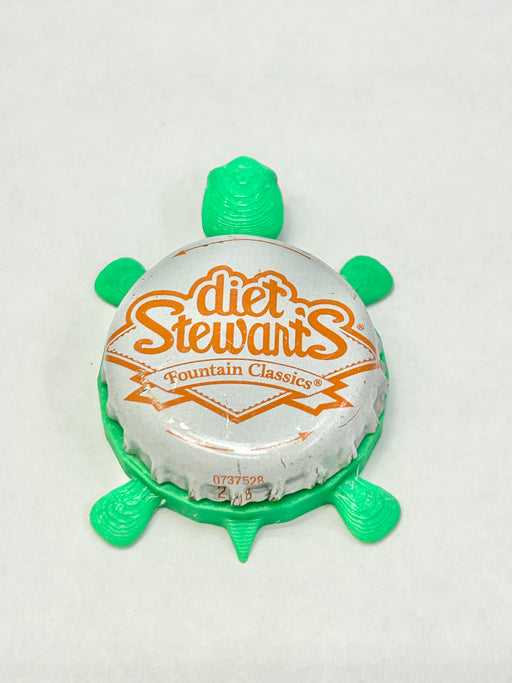 Diet Stewarts Root Beer - Bottle Cap Magnet Turtle Shell Shocked Art