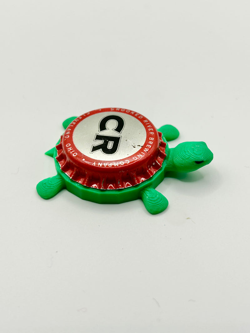 Crooked River Brewing - Bottle Cap Magnet Turtle Shell Shocked Art