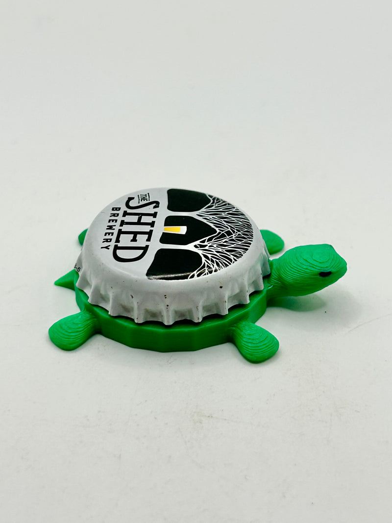The Shed Brewery (White) - Bottle Cap Magnet Turtle Shell Shocked Art
