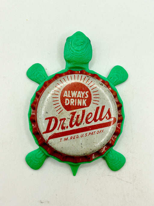 Dr Wells Soda - Bottle Cap Magnet Turtle Shell Shocked Art