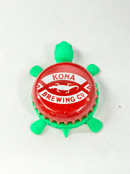 Kona Brewing (Red) - Bottle Cap Magnet Turtle Shell Shocked Art