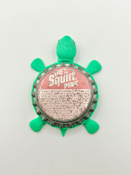 Diet Squirt Pink Soda - Bottle Cap Magnet Turtle