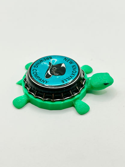 New Knoxville Brewing - Bottle Cap Magnet Turtle Shell Shocked Art