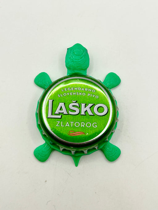 Lasko Zlatorog Beer - Bottle Cap Magnet Turtle Shell Shocked Art