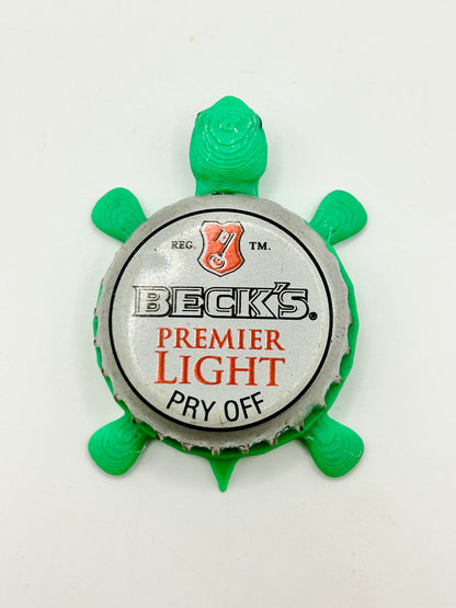 Beck’s Premier Light - Bottle Cap Magnet Turtle Shell Shocked Art