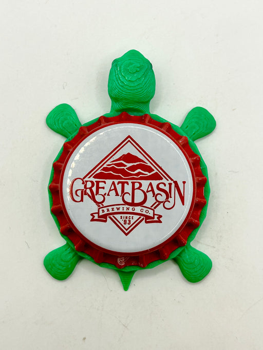 Great Basin Brewing (Red) - Bottle Cap Magnet Turtle Shell Shocked Art