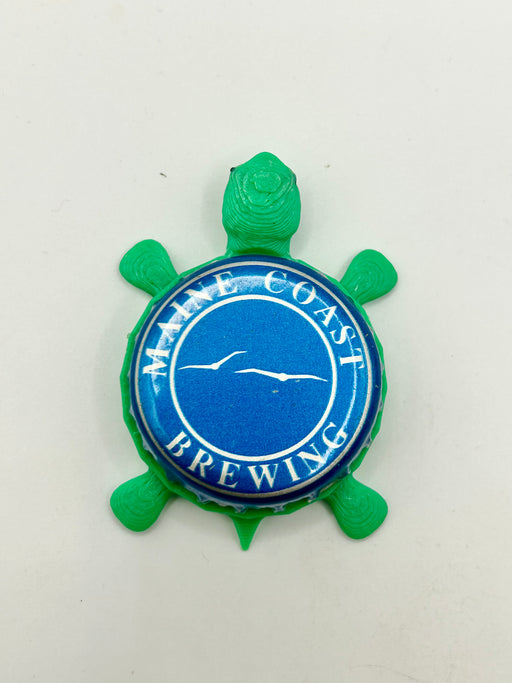 Maine Coast Brewing - Bottle Cap Magnet Turtle Shell Shocked Art