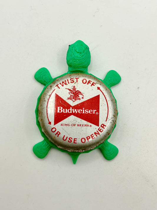 Budweiser (Vintage) - Bottle Cap Magnet Turtle Shell Shocked Art