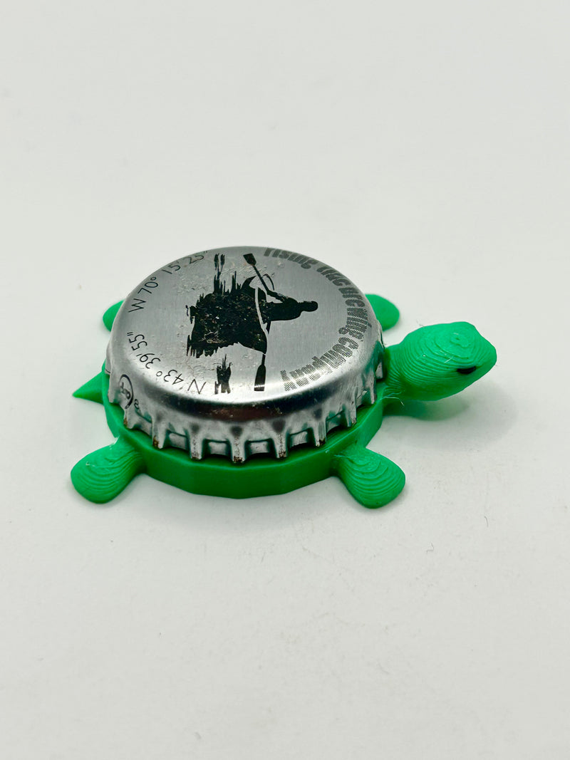 Rising Tide Brewing - Bottle Cap Magnet Turtle Shell Shocked Art
