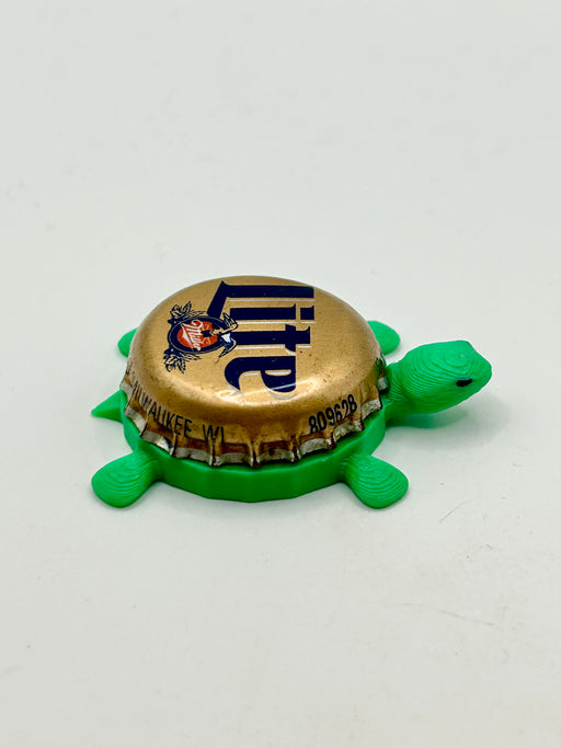 Miller Lite (Vintage, Gold with Eagle) - Bottle Cap Magnet Turtle Shell Shocked Art