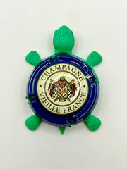 Vieille France Champagne - Bottle Cap Magnet Turtle Shell Shocked Art