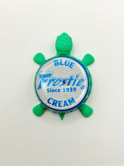 Frostie Blue Cream Soda - Bottle Cap Magnet Turtle Shell Shocked Art