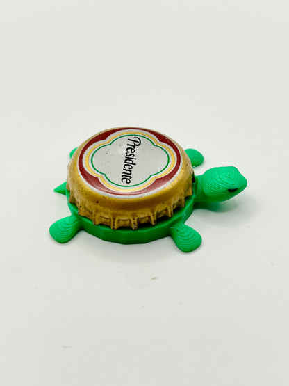 Presidente Beer - Bottle Cap Magnet Turtle Shell Shocked Art