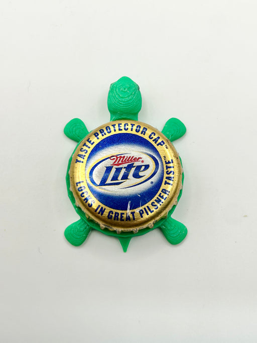 Miller Lite (Gold Trim) - Bottle Cap Magnet Turtle Shell Shocked Art