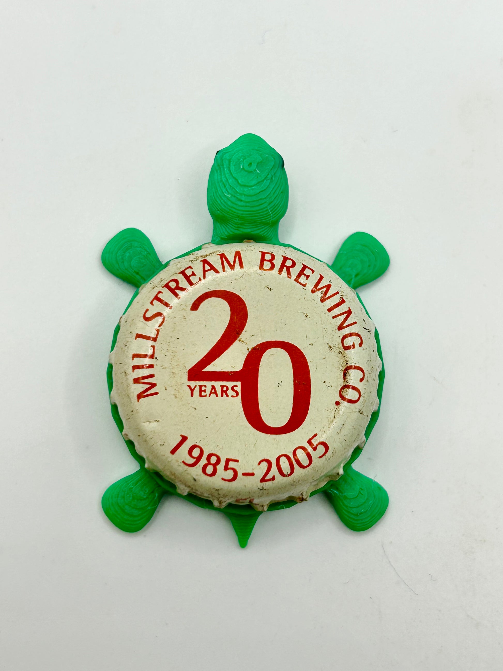 Millstream Brewing (20 Years) - Bottle Cap Magnet Turtle Shell Shocked Art