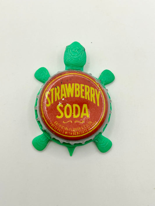 Strawberry Soda (Vintage) - Bottle Cap Magnet Turtle