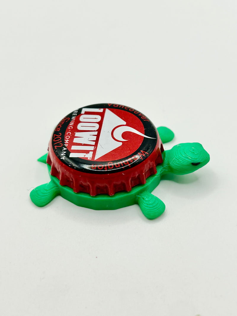 Loowit Brewing - Bottle Cap Magnet Turtle Shell Shocked Art