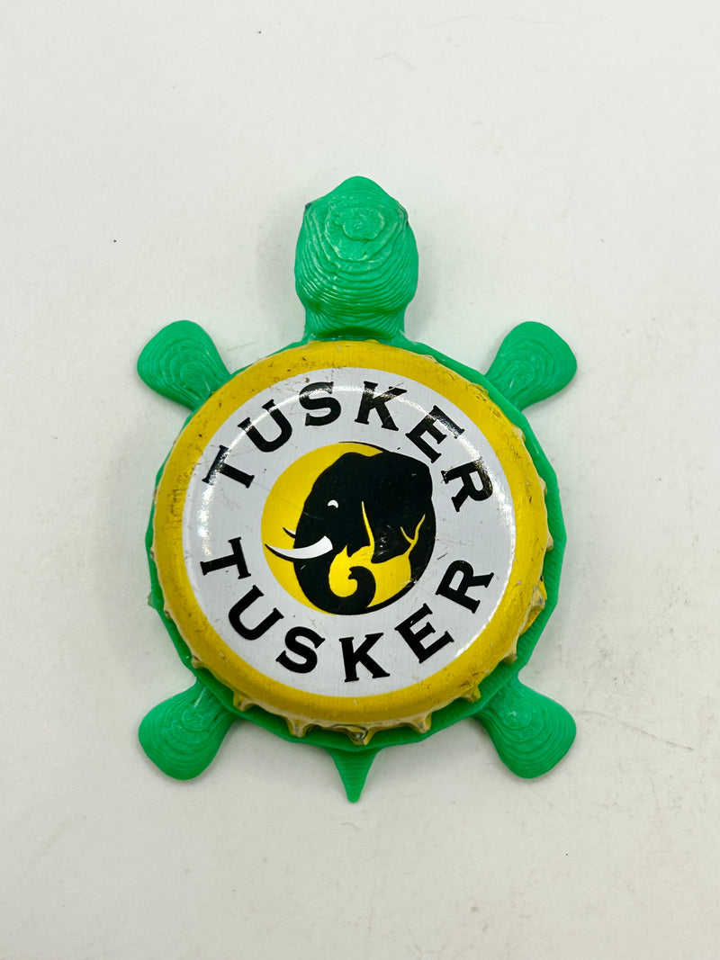 Tusker Beer - Bottle Cap Magnet Turtle Shell Shocked Art