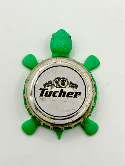 Tucher German Beer - Bottle Cap Magnet Turtle Shell Shocked Art