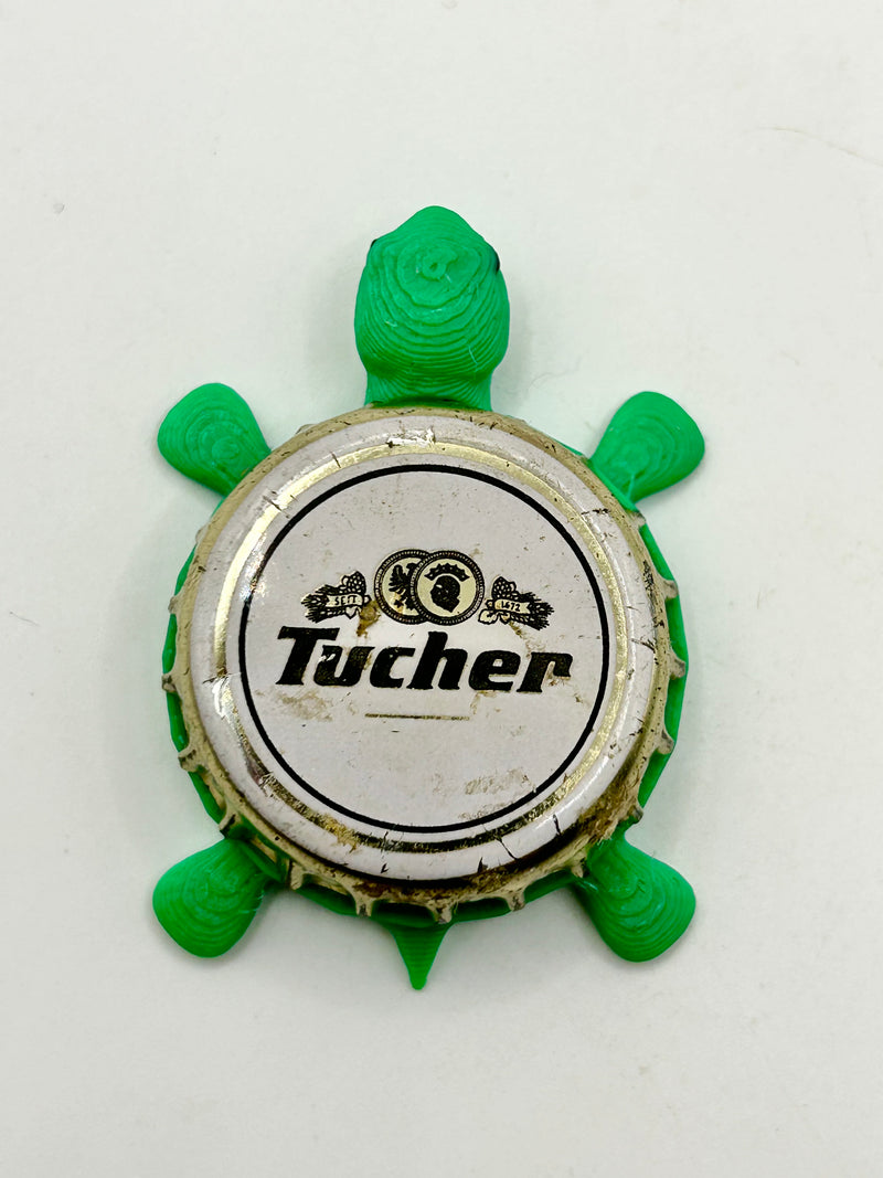 Tucher German Beer - Bottle Cap Magnet Turtle Shell Shocked Art