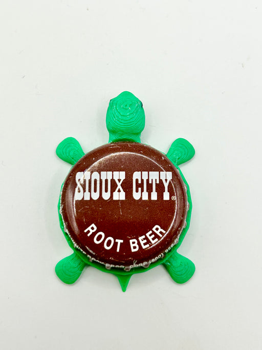 Sioux City Root Beer - Bottle Cap Magnet Turtle Shell Shocked Art