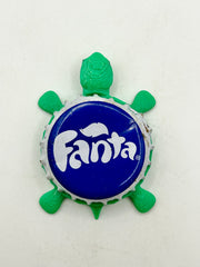 Fanta Soda (Blue) - Bottle Cap Magnet Turtle Shell Shocked Art