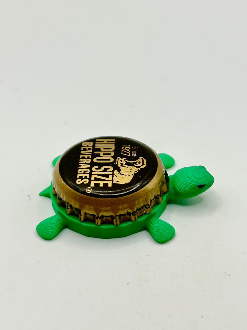 Hippo Size Beverages - Bottle Cap Magnet Turtle Shell Shocked Art