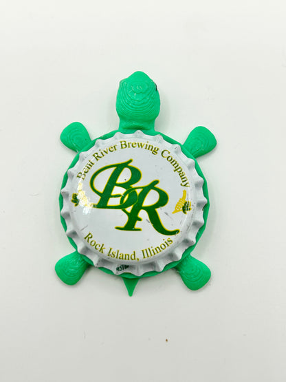 Bent River Brewing - Bottle Cap Magnet Turtle Shell Shocked Art