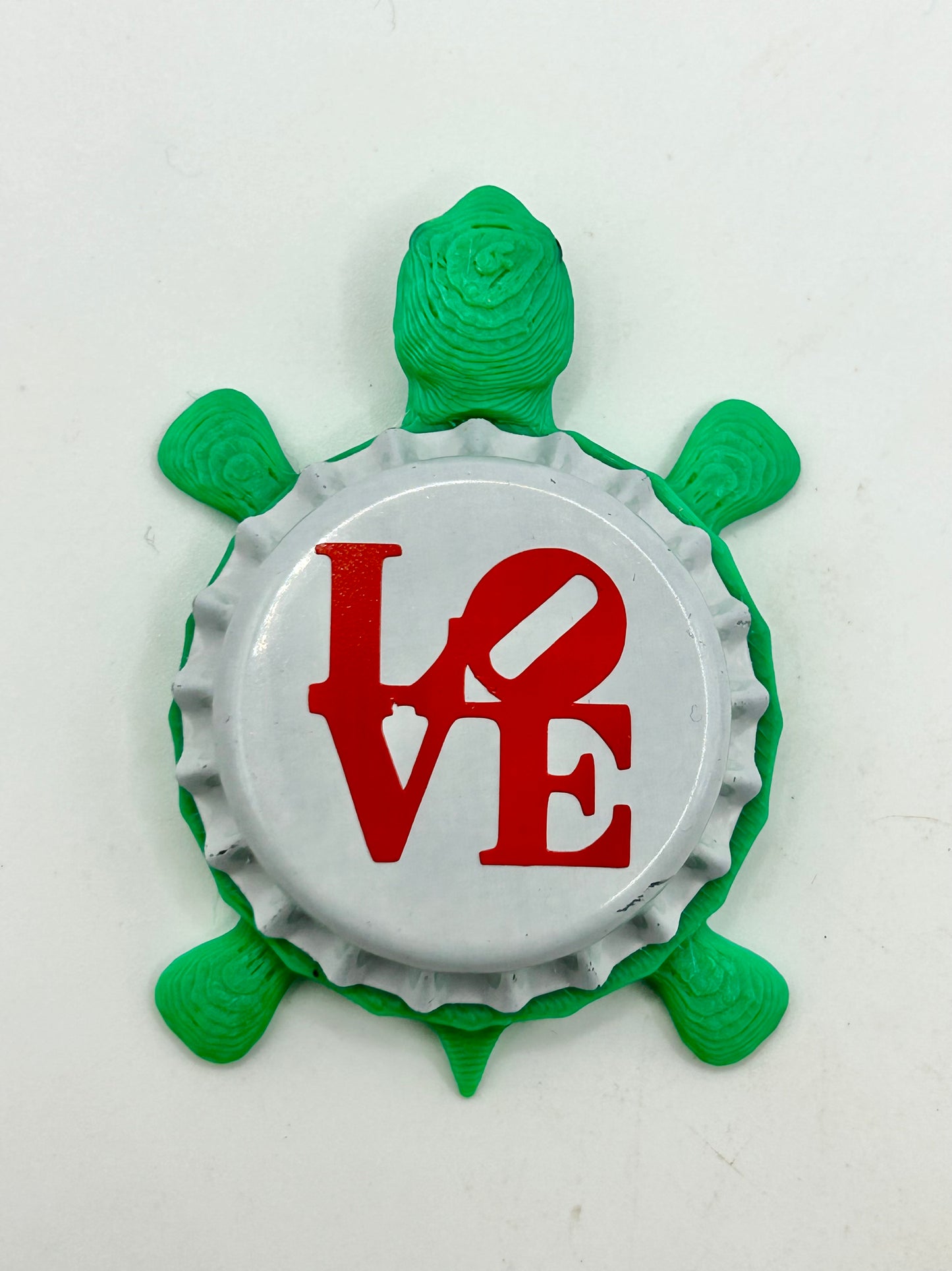 Love Park - Bottle Cap Magnet Turtle Shell Shocked Art