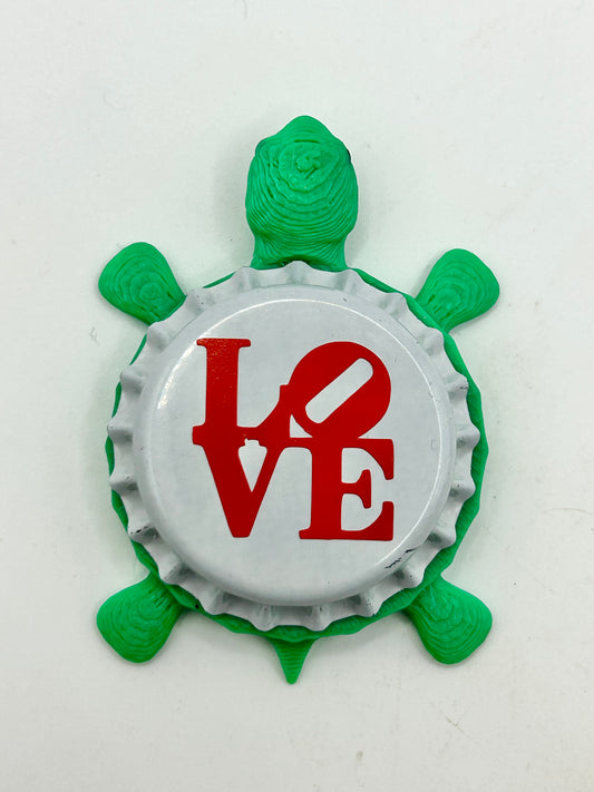 Love Park - Bottle Cap Magnet Turtle Shell Shocked Art
