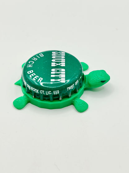 Sioux City Birch Beer Soda - Bottle Cap Magnet Turtle Shell Shocked Art